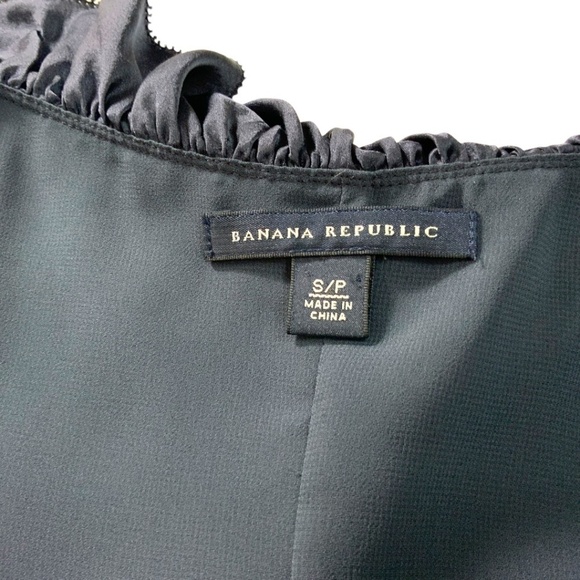 BANANA REPUBLIC 100% Silk Navy Blue Ruffle Bib Tank Top Fully Lined US Sz S - Picture 5 of 7